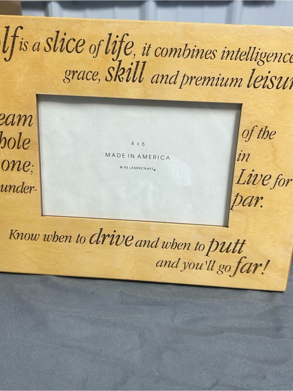 Golf  4" X 6" Lasercraft Wood Etched Picture Frame USA Made Easel Back Gifts
